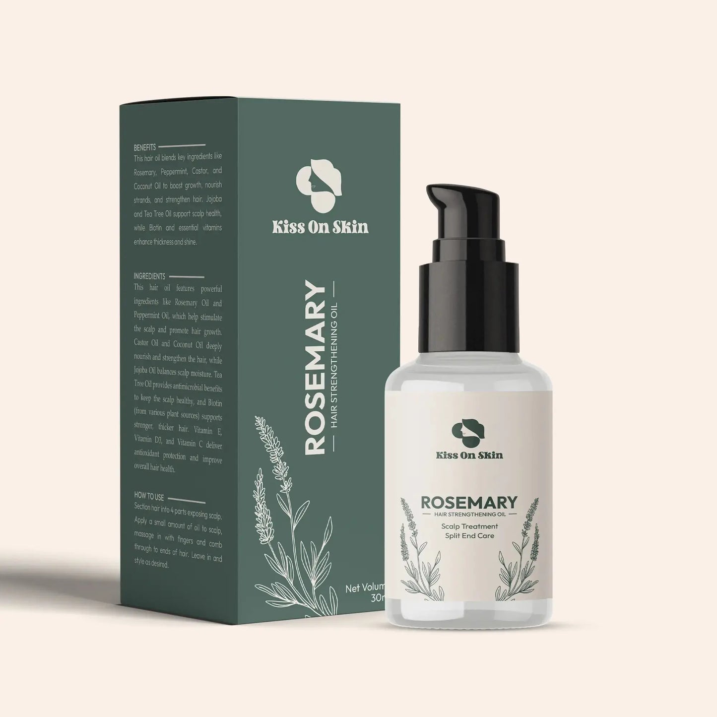 Rosemary hair strengtheniing oil Scalp Treatment Split end care- Kiss On Skin