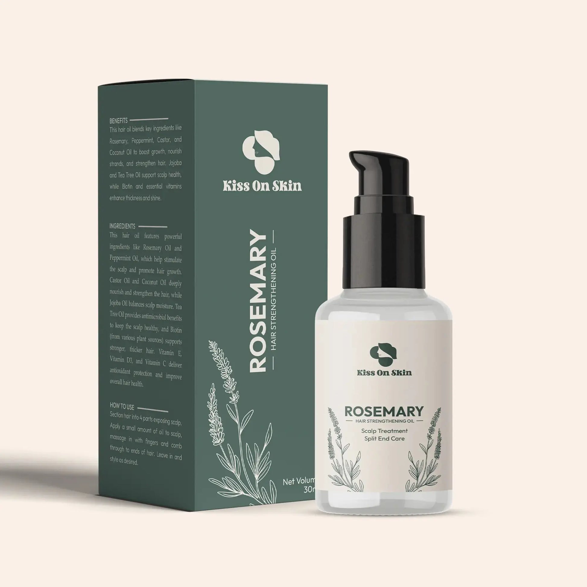 Rosemary hair strengtheniing oil Scalp Treatment Split end care- Kiss On Skin